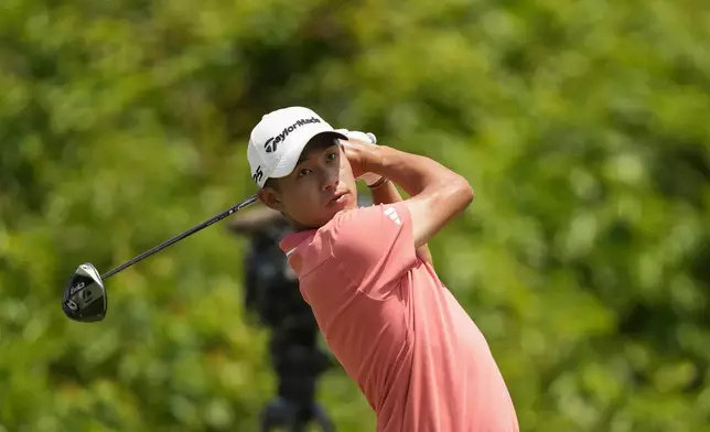 Collin Morikawa hits off the second tee during the first round of the PGA Zurich Classic golf tournament at TPC Louisiana in Avondale, La., Thursday, April 25, 2024. (AP Photo/Gerald Herbert)