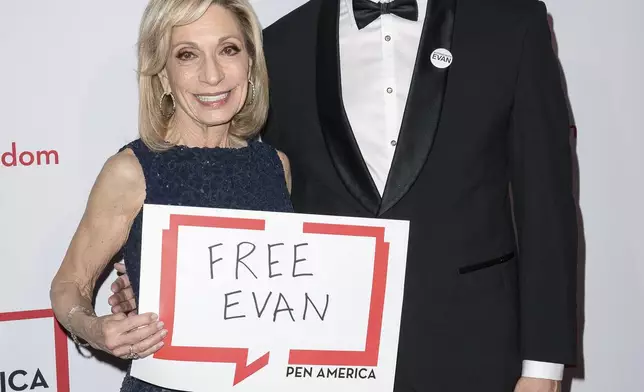 Andrea Mitchell, left, and Almar Latour attend the PEN America Literary Gala at the American Museum of Natural History on Thursday, May 16, 2024, in New York. (Photo by Christopher Smith/Invision/AP)