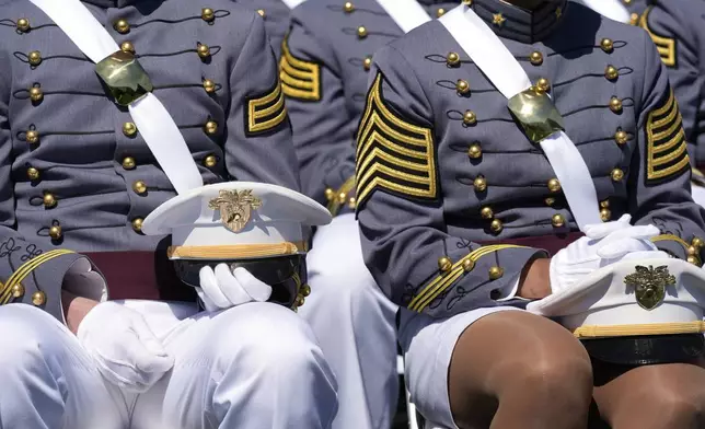 Graduating cadets listen as President Joe Biden speaks at the U.S. Military Academy commencement ceremony, Saturday, May 25, 2024, in West Point, N.Y. (AP Photo/Alex Brandon)