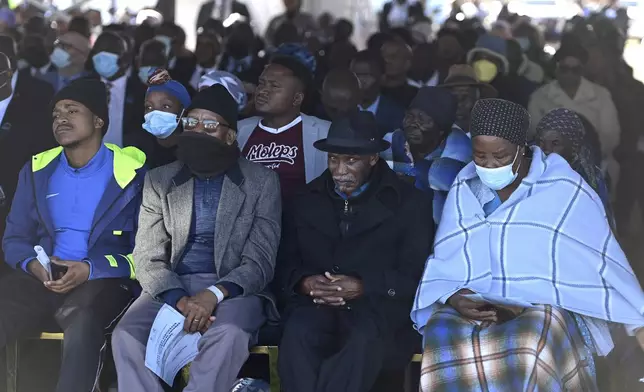 Mourners attend a mass funeral in Molepololefor, Gaborone, Botswana, Saturday May 4, 2024, for the 45 Botswana nationals who were killed in a bus crash en route to Moira City for Easter weekend services last month in neighbouring South Africa. The only survivor was an eight-year-old child. (AP Photo)