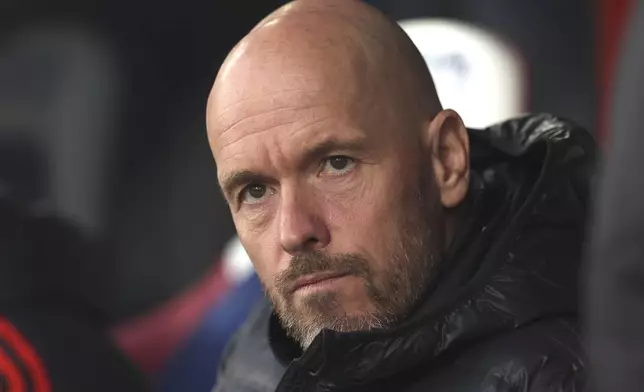Manchester United's head coach Erik ten Hag waits for the start of the English Premier League soccer match between Crystal Palace and Manchester United at Selhurst Park stadium in London, England, Monday, May 6, 2024. (AP Photo/Ian Walton)