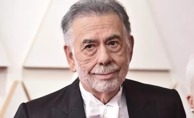 FILE - Francis Ford Coppola arrives at the Oscars on Sunday, March 27, 2022, at the Dolby Theatre in Los Angeles. Coppola's film, "Megalopolis" will compete at the 77th Cannes Film Festival. (Photo by Jordan Strauss/Invision/AP, File)