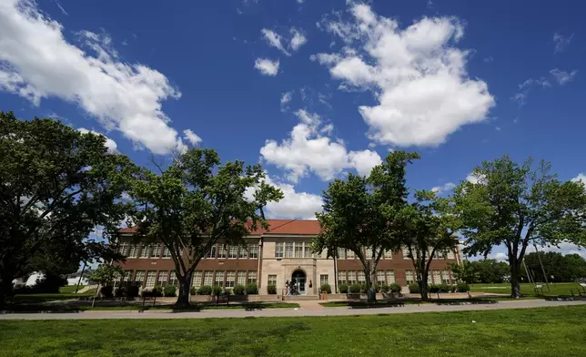 The former Monroe school, which now houses a national historic site is seen Friday, May 10, 2024, in Topeka, Kan. The school was at the center of the Brown v. Board of Education Supreme Court ruling ending segregation in public schools 70 years ago. (AP Photo/Charlie Riedel)