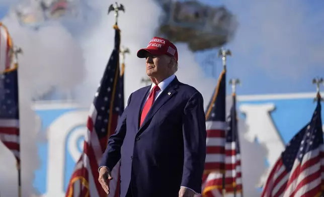 Republican presidential candidate former President Donald Trump arrives to speak speak during a campaign rally in Wildwood, N.J., Saturday, May 11, 2024. (AP Photo/Matt Rourke)