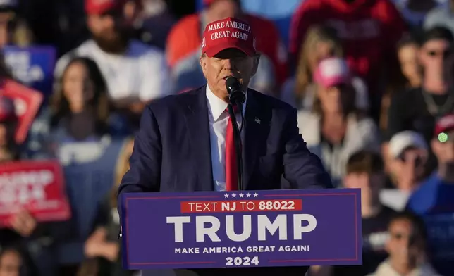 Republican presidential candidate former President Donald Trump speaks during his campaign rally in Wildwood, N.J., Saturday, May 11, 2024. (AP Photo/Matt Rourke)
