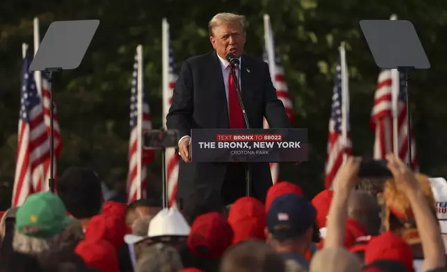 Former President Donald Trump speaks at a rally, Thursday, May 23, 2024, in the Bronx borough of New York. (AP Photo/Yuki Iwamura)
