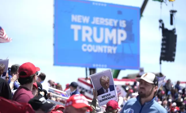 People gather ahead of a campaign rally for Republican presidential candidate former President Donald Trump in Wildwood, N.J., Saturday, May 11, 2024. (AP Photo/Matt Rourke)