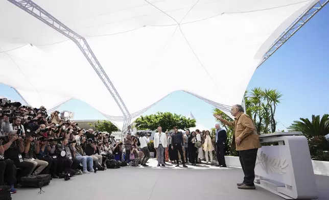 Director Francis Ford Coppola poses for photographers at the photo call for the film 'Megalopolis' at the 77th international film festival, Cannes, southern France, Friday, May 17, 2024. (Photo by Scott A Garfitt/Invision/AP)