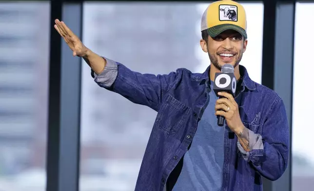 Actor Jordan Fisher addresses attendees of the Global Citizen Now conference, Thursday, May 2, 2024, in New York. (AP Photo/Mary Altaffer)