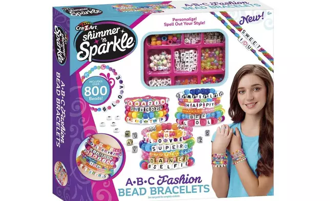 This product image released by Cra-Z-Art/The Toy Insider shows the Cra-Z-Art’s Shimmer Sparkle Fashion Bead Bracelets kit. (Cra-Z-Art/The Toy Insider via AP)