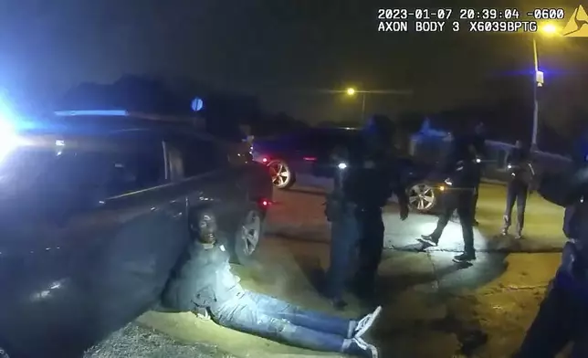 FILE - The image from video released on Jan. 27, 2023, by the City of Memphis, shows Tyre Nichols leaning against a car after a brutal attack by five Memphis police officers on Jan. 7, 2023, in Memphis, Tenn. Nichols died on Jan. 10. Five officers have since been fired and charged with second-degree murder and other offenses. (City of Memphis via AP, File)