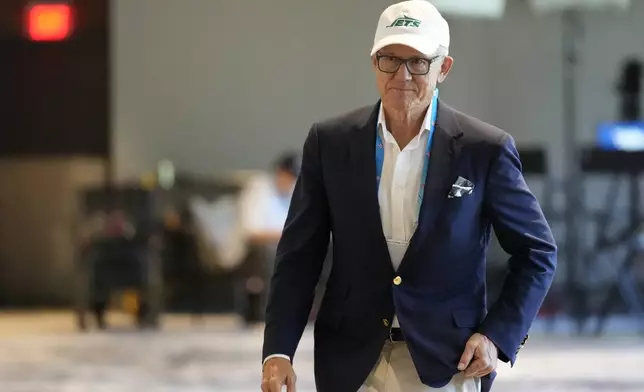 New York Jets owner Woody Johnson arrives for the NFL football owners spring meetings Tuesday, May 21, 2024, in Nashville, Tenn. (AP Photo/George Walker IV)