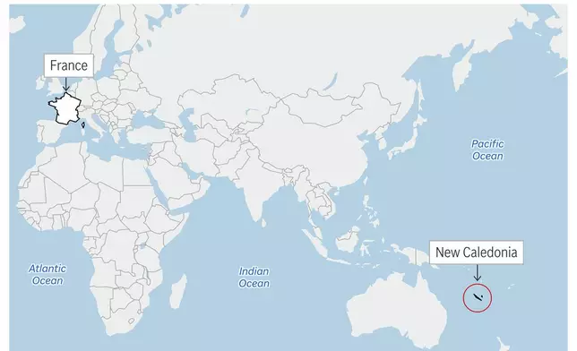 The French territory of New Caledonia has been rocked by deadly unrest, leading to a state of emergency imposed by Paris. (AP Graphic)