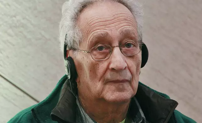 FILE - U.S. artist Frank Stella attends a news conference before the opening of an exhibition devoted to him in Warsaw, Poland, Feb. 18, 2016. Stella, a painter, sculptor and printmaker whose constantly evolving works are hailed as landmarks of the minimalist and post-painterly abstraction art movements, died Saturday, May 4, 2024, at his home in Manhattan. He was 87. (AP Photo/Czarek Sokolowski, File)