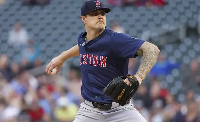 Boston Red Sox starting pitcher Tanner Houck (89) delivers against the Minnesota Twins during the first inning of a baseball game, Friday, May 3, 2024, in Minneapolis. (AP Photo/Matt Krohn)