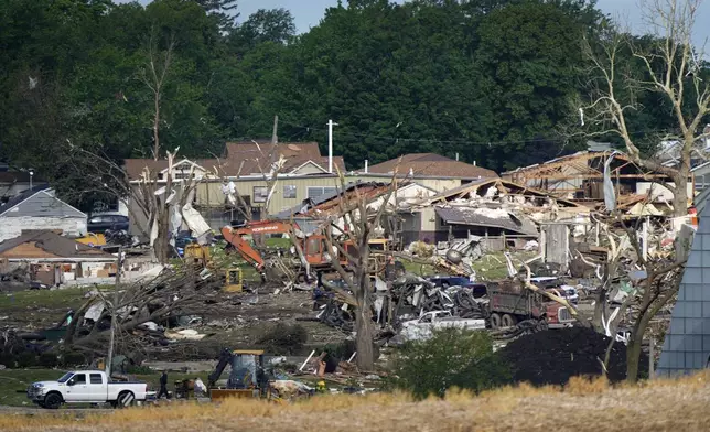 Tornado damaged property is seen, Wednesday, May 22, 2024, in Greenfield, Iowa. (AP Photo/Charlie Neibergall)