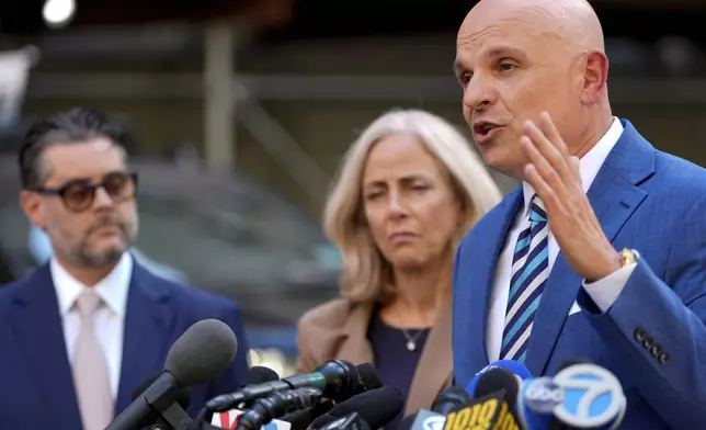 Arthur Aidala, attorney for Harvey Weinstein, speaks at a press conference outside Manhattan Criminal Court, Wednesday, May 29, 2024, in New York. (AP Photo/Julia Nikhinson)