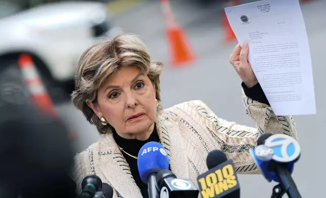 Attorney Gloria Allred speaks during a press conference outside Manhattan Criminal Court, Wednesday, May 29, 2024, in New York. Allred represents Miriam Haley, a former TV and film production assistant who Harvey Weinstein was convicted of sexually assaulting. Manhattan prosecutors told a judge Wednesday they are evaluating more claims of sexual misconduct made against Weinstein and could potentially seek a new indictment against him before his scheduled retrial on rape and sexual assault charges. (AP Photo/Julia Nikhinson)