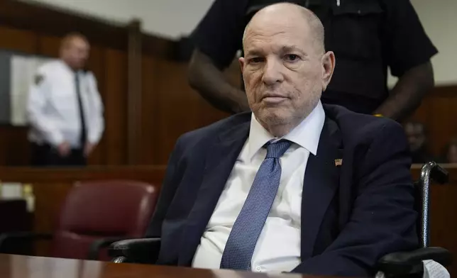 Harvey Weinstein appears in Manhattan Criminal Court, Wednesday, May 29, 2024, in New York. The fallen movie mogul is awaiting a retrial on rape charges after his 2020 conviction was tossed out. Wednesday's court hearing addressed various legal issues related to the upcoming trial, which is tentatively scheduled for some time after Labor Day. (AP Photo/Julia Nikhinson, Pool)