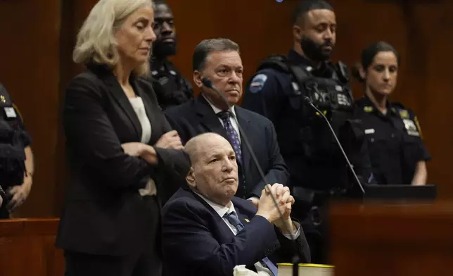 Harvey Weinstein appears in Queens criminal court, Thursday, May 9, 2024, in New York. Harvey Weinstein returned to court in New York City as authorities considered an extradition request from California to serve his sentence for a 2022 rape conviction. The 16-year sentence Weinstein received for raping a woman at a Los Angeles film festival in 2013 had been on ice while he served time in New York. (AP Photo/Julia Nikhinson)