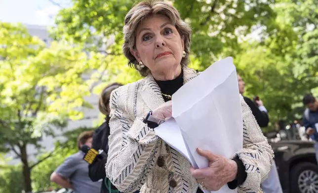 Attorney Gloria Allred waits to speak at a press conference outside Manhattan Criminal Court, Wednesday, May 29, 2024, in New York. (AP Photo/Julia Nikhinson)