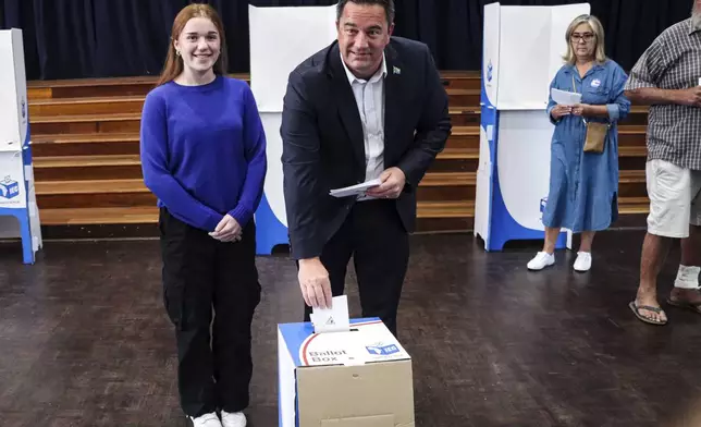 Democratic Alliance (DA) leader John Steenhuisen, casts his ballot at a polling station in Durban, South Africa, Wednesday, May 29, 2024. South Africans have begun voting in an election seen as their country's most important in 30 years, and one that could put their young democracy in unknown territory. (AP Photo/Str)