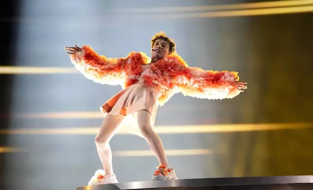Nemo of Switzerland performs the song The Code during the dress rehearsal for the second semi-final at the Eurovision Song Contest in Malmo, Sweden, Wednesday, May 8, 2024. (AP Photo/Martin Meissner)