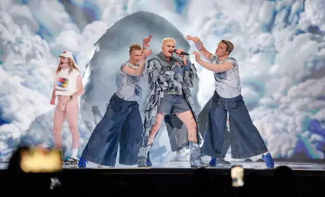 Windows95man of Finland performs the song No Rules! during the first semi-final at the Eurovision Song Contest in Malmo, Sweden, Tuesday, May 7, 2024. (AP Photo/Martin Meissner)