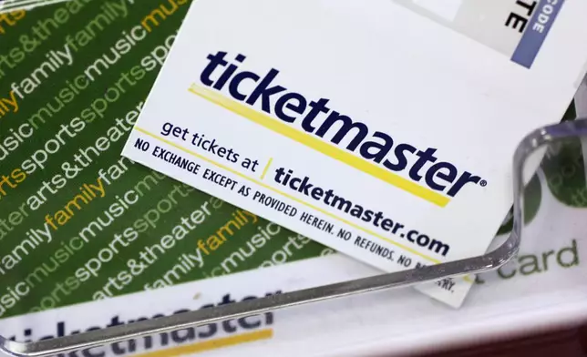 FILE - Ticketmaster tickets and gift cards are shown at a box office in San Jose, Calif., on May 11, 2009. The Justice Department was expected to file a sweeping antitrust lawsuit against Ticketmaster and its parent company, Live Nation Entertainment, on Thursday, May 23, 2024. (AP Photo/Paul Sakuma, File)
