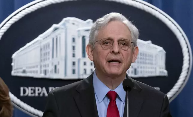 Attorney General Merrick Garland speaks during a news conference at the Department of Justice headquarters in Washington, Thursday, May 23, 2024. The Justice Department has filed a sweeping antitrust lawsuit against Ticketmaster and parent company Live Nation Entertainment, accusing them of running an illegal monopoly over live events in America and driving up prices for fans. The lawsuit was filed Thursday in New York and was brought with 30 state and district attorneys general. . (AP Photo/Jose Luis Magana)