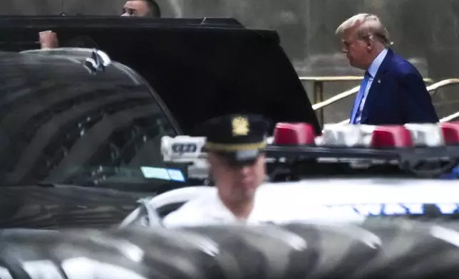 Former President Donald Trump departs Manhattan criminal court, Thursday, May 9, 2024, in New York. (AP Photo/Julia Nikhinson)