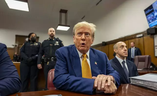 Former President Donald Trump inside Manhattan Criminal Court, Thursday, May 2 2024. (Mark Peterson/Pool Photo via AP)