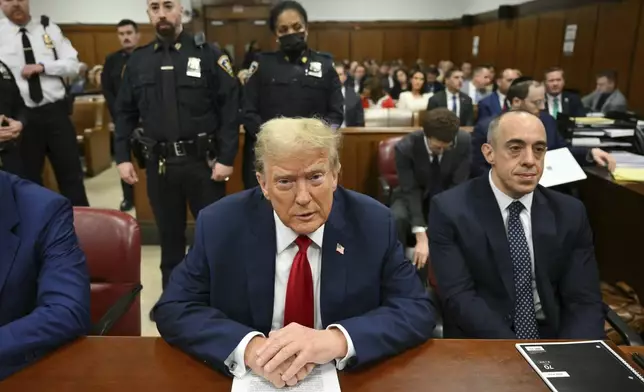 Former President Donald Trump appears at Manhattan criminal court before his trial in New York, Thursday, May 16, 2024. (Angela Weiss/Pool Photo via AP)