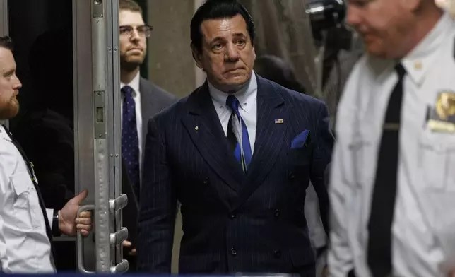 American actor Chuck Zito returns to the courtroom for the criminal trial of former President Donald Trump after a short break at the municipal criminal court in Monday May 20, 2024 in New York. (Sarah Yenesel/Pool Photo via AP)