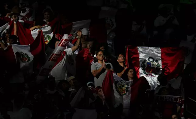 Peru fans attend a Copa America Group A soccer match against Chile in Arlington, Texas, Friday, June 21, 2024. (AP Photo/Julio Cortez)