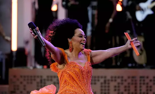 Diana Ross performs during "Live From Detroit: The Concert at Michigan Central" on Thursday, June 6, 2024, in Detroit. (AP Photo/Carlos Osorio)