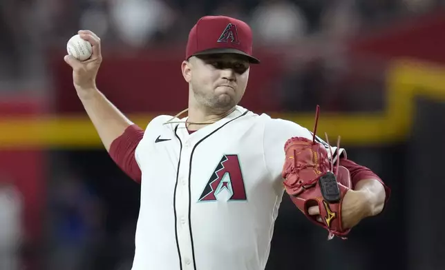 Arizona Diamondbacks starting pitcher Slade Cecconi throws against the Oakland Athletics during the first inning of a baseball game Friday, June 28, 2024, in Phoenix. (AP Photo/Ross D. Franklin)