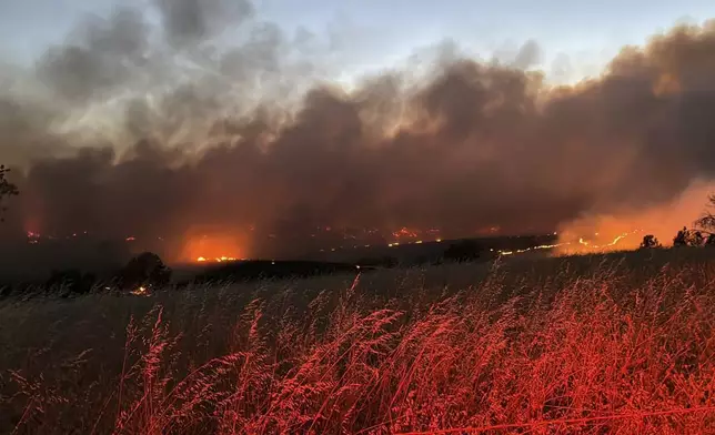 The Apache Fire burns in Butte County, Calif. Monday, June 24, 2024. Improved weather conditions aided firefighters Tuesday as they battled the rural northern California wildfire. (Cal Fire via AP)