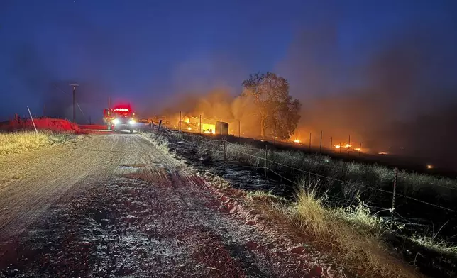 The Apache Fire burns in Butte County, Calif. Monday, June 24, 2024. Improved weather conditions aided firefighters Tuesday as they battled the rural northern California wildfire. (Cal Fire via AP)