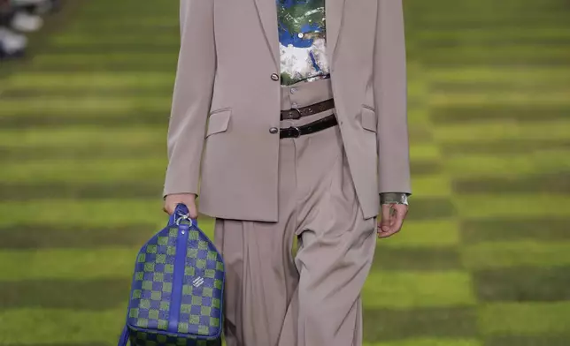 A model wears a creation as part of the Louis Vuitton Spring Summer 2025 collection, that was presented in Paris, Tuesday, June 18, 2024. (Photo by Vianney Le Caer/Invision/AP)