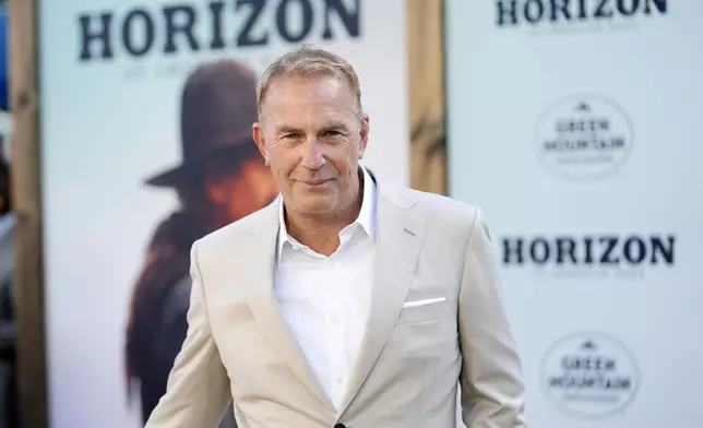 Kevin Costner, the director, co-writer and star of "Horizon: An American Saga," poses at the premiere of the film at the Regency Village Theatre, Monday, July 24, 2024, in Los Angeles. (AP Photo/Chris Pizzello)