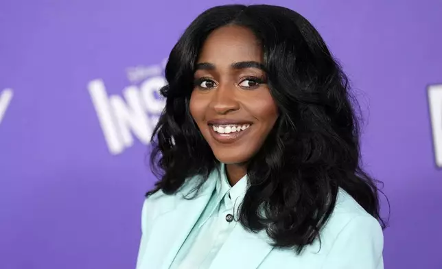 Ayo Edebiri, a cast member in "Inside Out 2," poses at the premiere of the film at the El Capitan Theatre, Monday, June 10, 2024, in Los Angeles. (AP Photo/Chris Pizzello)