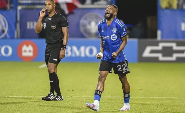CF Montreal's Ruan (22) reacts after scoring against the Philadelphia Union during the second half of an MLS soccer match in Montreal, Saturday, June 29, 2024. (Graham Hughes/The Canadian Press via AP)