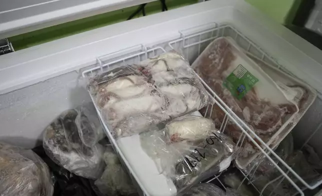 Frozen rats to feed birds are stored in a freezer at the non-profit wildlife park Selva Teneek where animals are being treated for heat stress amid a continuing heat wave and drought, in Ciudad Valles, Mexico, Saturday, June 8, 2024. (AP Photo/Mauricio Palos)