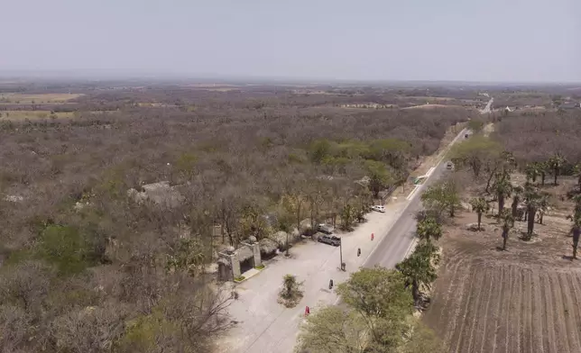 An aerial view of the non-profit wildlife park Selva Teneek where animals are being treated for heat stress amid a continuing heat wave and drought, in Ciudad Valles, Mexico, Saturday, June 8, 2024. (AP Photo/Mauricio Palos)