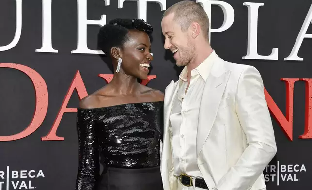 Lupita Nyong'o, left, and Joseph Quinn attend the Paramount Pictures premiere of "A Quiet Place: Day One" at AMC Lincoln Square on Wednesday, June 26, 2024, in New York. (Photo by Evan Agostini/Invision/AP)