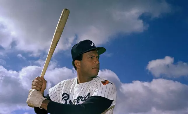 FILE - Atlanta Braves' Orlando Cepeda poses for a photo in 1970, location not known. Cepeda, the slugging first baseman nicknamed “Baby Bull” who became a Hall of Famer among the early Puerto Ricans to star in the major leagues, has died. He was 86. The San Francisco Giants and his family announced the death Friday night, June 28, 2024, and a moment of silence was held on the scoreboard at Oracle Park midway through a game against the Los Angeles Dodgers. (AP Photo, File)