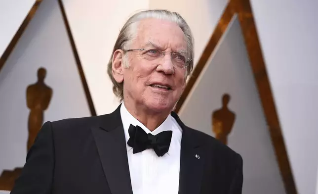 FILE - Donald Sutherland appears at the Oscars in Los Angeles on March 4, 2018. Sutherland, the towering Canadian actor whose career spanned "M.A.S.H." to "The Hunger Games," has died at 88. (Photo by Jordan Strauss/Invision/AP, File)