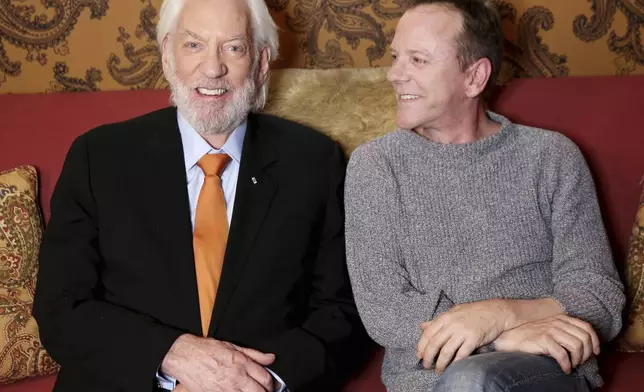 FILE - Donald Sutherland, left, and his son Kiefer Sutherland pose for a portrait in Los Angeles to promote the film "Forsaken." Donald Sutherland, the towering Canadian actor whose career spanned "M.A.S.H." to "The Hunger Games," has died at 88. (Photo by Matt Sayles/Invision/AP, File)