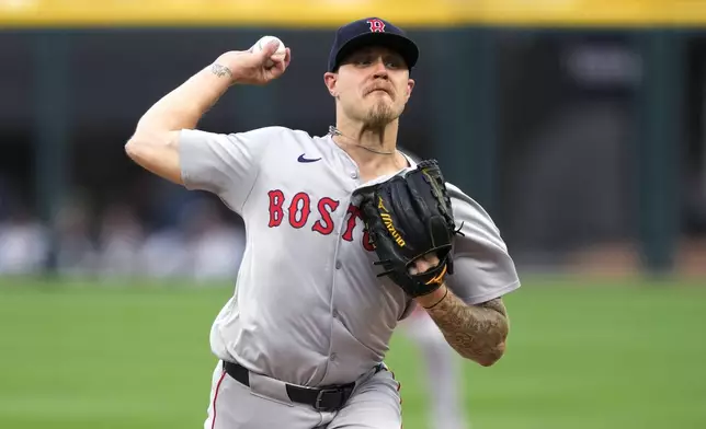 Boston Red Sox starting pitcher Tanner Houck delivers during the first inning of the team's baseball game against the Chicago White Sox on Thursday, June 6, 2024, in Chicago. (AP Photo/Charles Rex Arbogast)